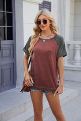 Round Neck Split Loose Short Sleeve T-shirt