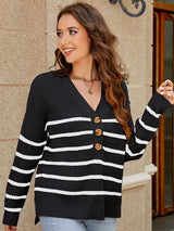 Vintage V-neck Striped Sweater