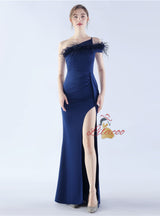 One Shoulder Split Prom Dress