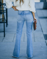 Fringed Stretch Flared Jeans Pant