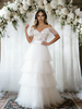 White Tulle Lace Off the Shoulder Wedding Dress
