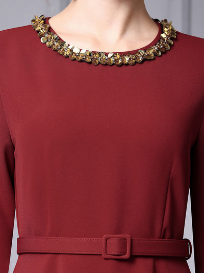 Burgundy Short Sleeve Mother Of The Bride Dress