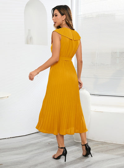 Sexy Sleeveless Pleated V-neck Dress