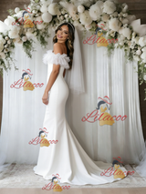 White Mermaid Off the Shoulder Wedding Dress