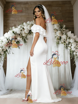 White Mermaid One Shoulder Wedding Dress