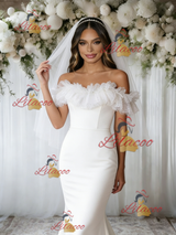 White Mermaid Off the Shoulder Wedding Dress