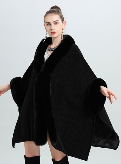 Large Size Loose Cashmere Padded Shawl Coat