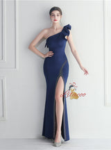 Mermaid One Shoulder Split Prom Dress