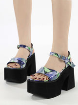 Bright Foam Bottom Thick-soled Thick-heeled Sandals