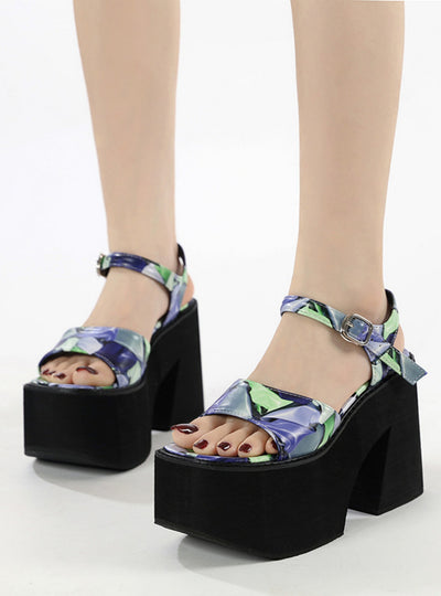 Bright Foam Bottom Thick-soled Thick-heeled Sandals