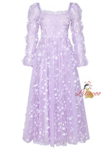 Purple Tulle Long Sleeve Prom Dress