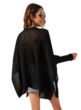Loose Hollow Round Neck Bat Sleeve Knitted Cover Up