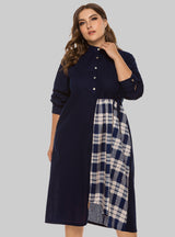Round Neck Plaid Long Sleeve Dress