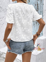 Bow Tie Shirt Jacquard Lace top