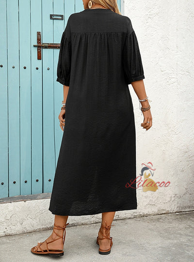 Casual Ethnic Loose Embroidered Dress