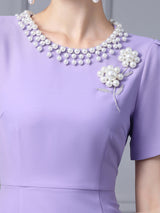 Purple Short Sleeve Mother Of the Brides Dress