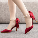 7 cm Ribbon Beaded Stiletto Sandals