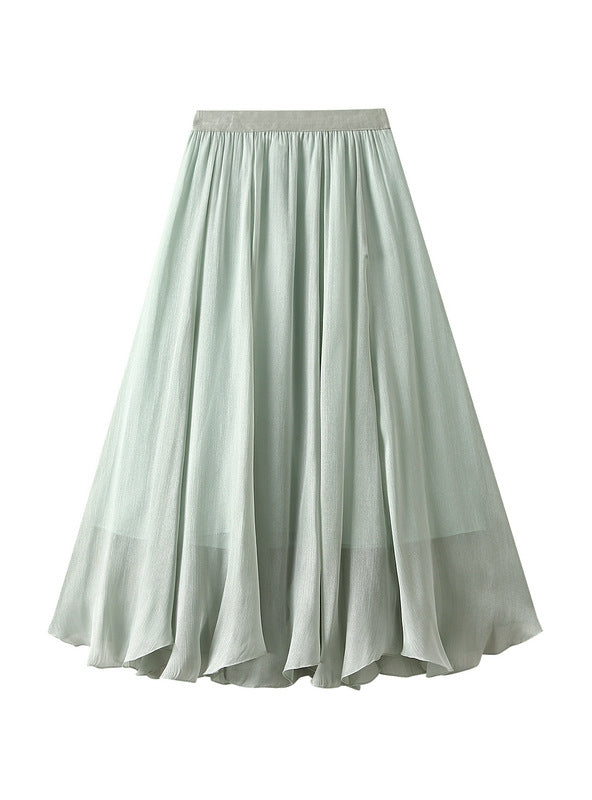 High Waist Pearlescent Yarn Irregular Skirt