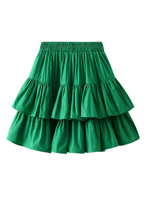 Solid Color High Waist Ruffled Skirt