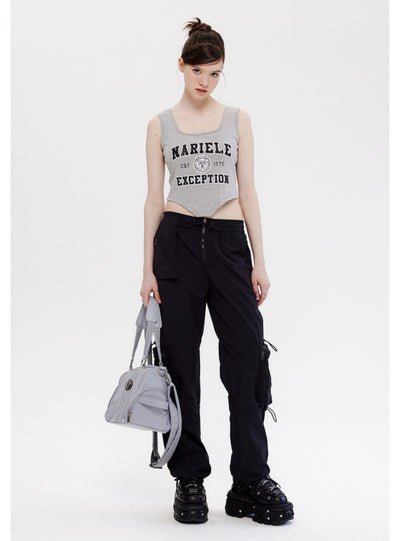 Printed Letter Sleeveless Top Vest