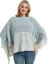 Bat Sleeve Sweater Hooded Striped Cloak Shawl