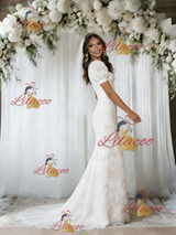 Mermais Puff Sleeve Lace Wedding Dress