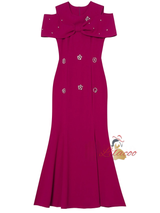 Fuchsia Crystal Mother Of The Bride Dress