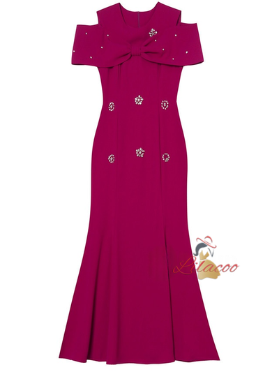 Fuchsia Crystal Mother Of The Bride Dress