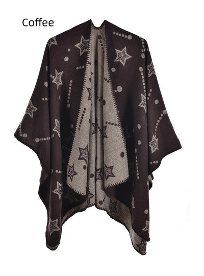 Ladies Jacquard Shawl Split Cloak