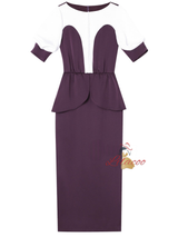 Purple Short Sleeve Beading Mother Of The Bride Dress