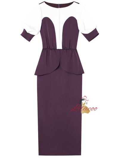 Purple Short Sleeve Beading Mother Of The Bride Dress