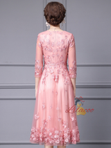 Green 3/4 Sleeve Lace Mother Of The Bride Dress