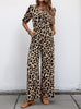 Strapped High Waist Leopard Print One-piece Jumpersuit