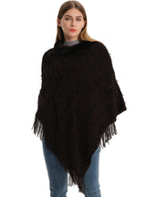 Sequined Solid Color Pullover Knitted Cloak