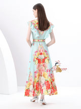 Bow Tie Breasted Printed Dress