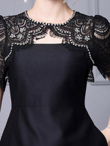 Black Satin Lace Mother Of The Bride Dress