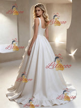 Ivory Satin Straps Wedding Dress
