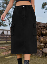 Skinny Tooling Pocket Denim Skirt