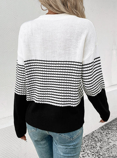 Long Sleeve Striped Contrast Sweater