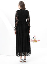 Silm Waist Lace Long Sleeve Dress