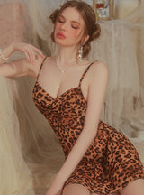Women Leopard Suspender Nightdress