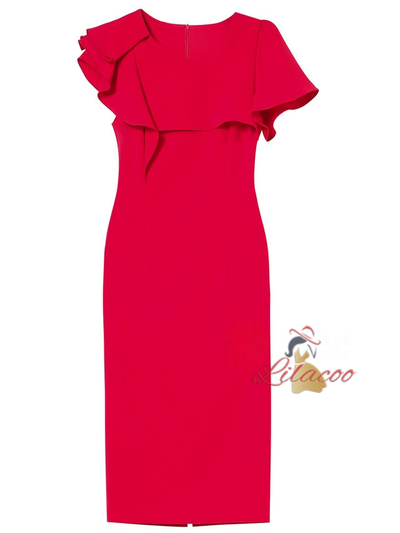Red Short Sleeve Mother Of The Bride Dress