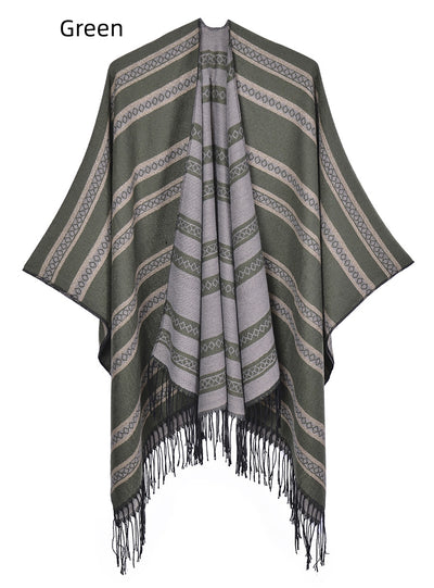 Fringed Shawl Thickened Dual-purpose Scarf Cloak
