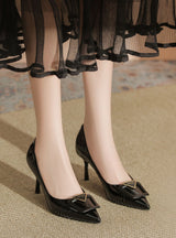 Square Buckle High-heeled Thin Heels Pointed Shoes