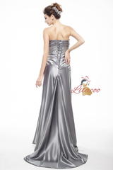 Silver Satin Mermaid Pleats Mother Of The Bride Dress