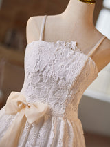 White Lace Straps Wedding Dress
