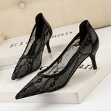 Shallow-mouthed Pointed Lace Mesh Shoes