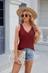 Solid Color V-neck Loose Vest T-shirt