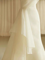 White Mermaid Strapless Pleats Wedding Dress