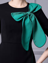 Black Short Sleeve Split Mother Of The Bride Dress
